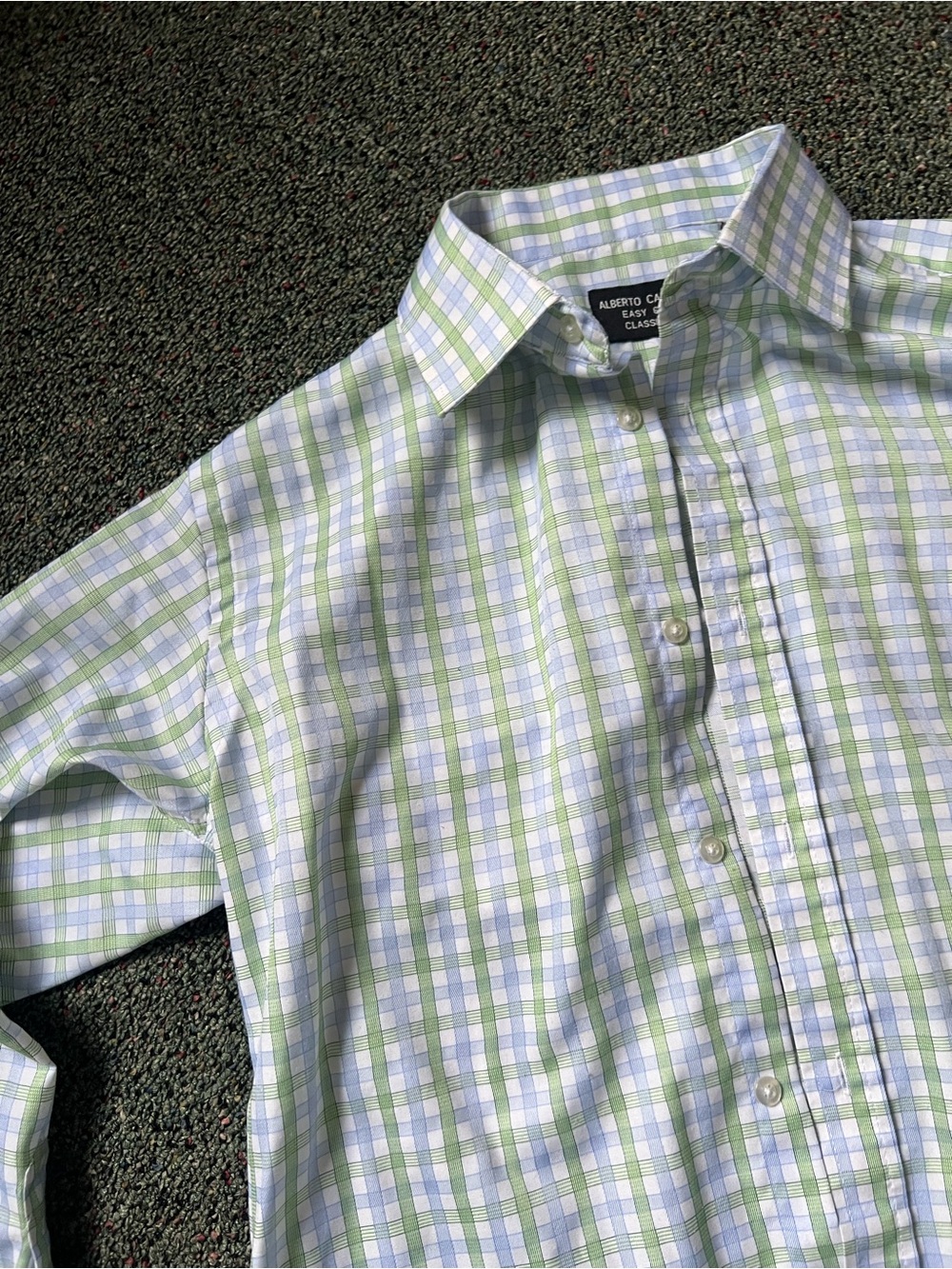 Checkered Stripe 60% Cotton Classic Fit Easy Care Button Down Shirt Sz M 15/32